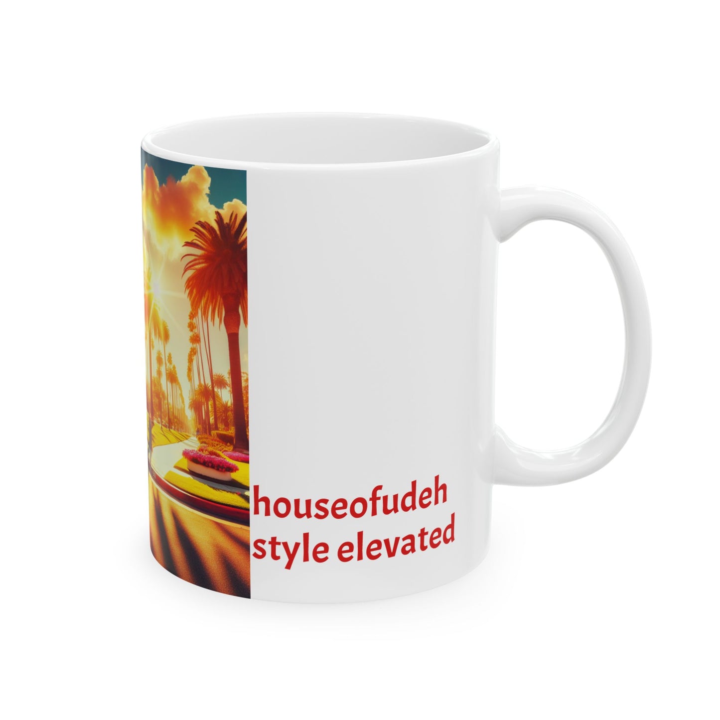 Retro Sunset Palm Tree Ceramic Mug - Perfect for Beach Lovers & Road Trip Enthusiasts