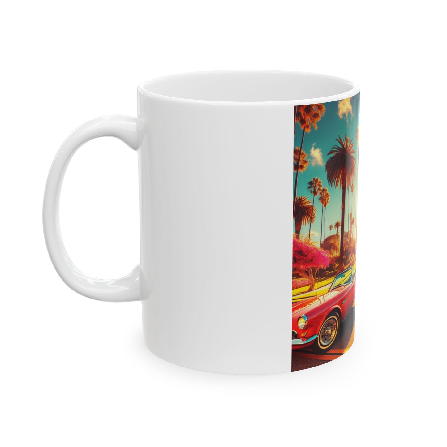 Retro Sunset Palm Tree Ceramic Mug - Perfect for Beach Lovers & Road Trip Enthusiasts