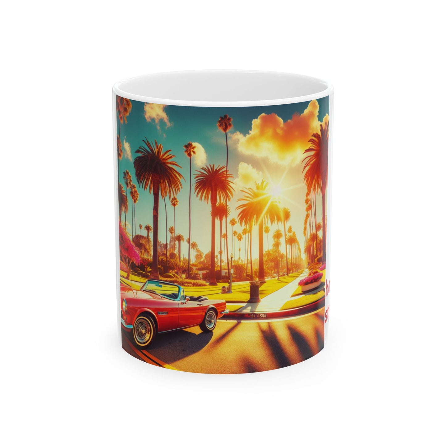 Retro Sunset Palm Tree Ceramic Mug - Perfect for Beach Lovers & Road Trip Enthusiasts